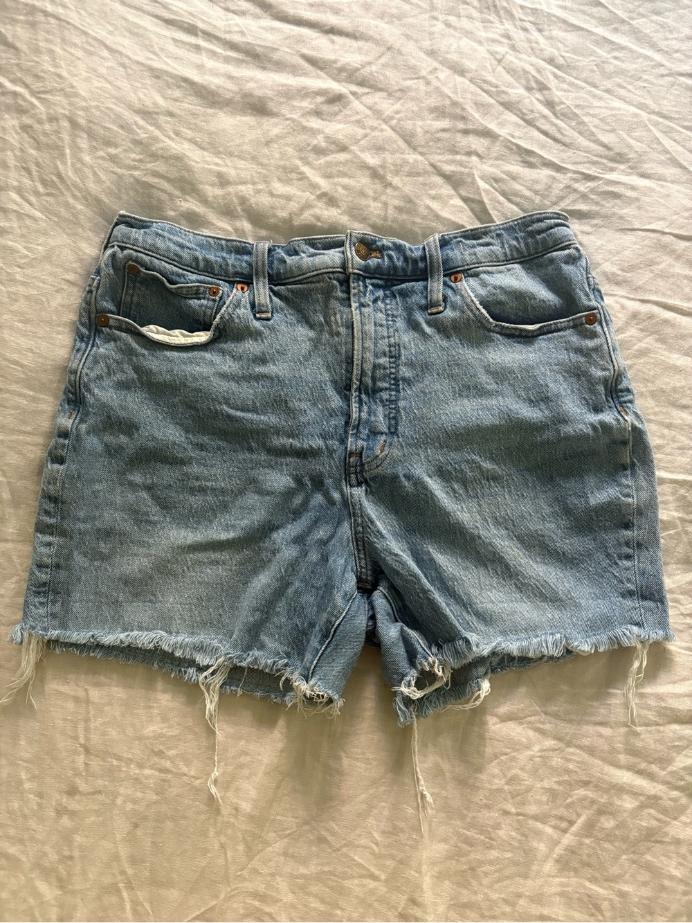 Madewell Light Blue Distressed Denim Cutoff Shorts